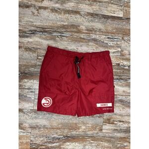 Mens Atlanta Hawks NBA New Era Rip-Stop Shorts Size XXL Red Basketball Belted